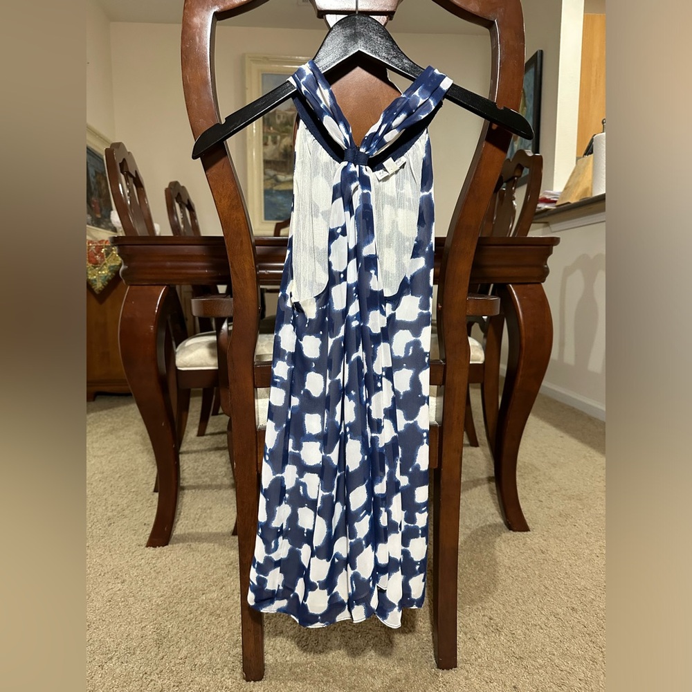 Blue and White Chiffon Top- Perfect for Memorial Day!